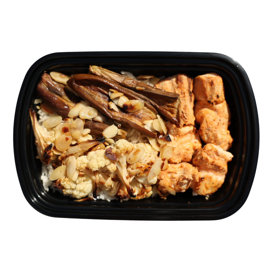 1. BBQ Chicken + Rice Pilaff + Asparagus