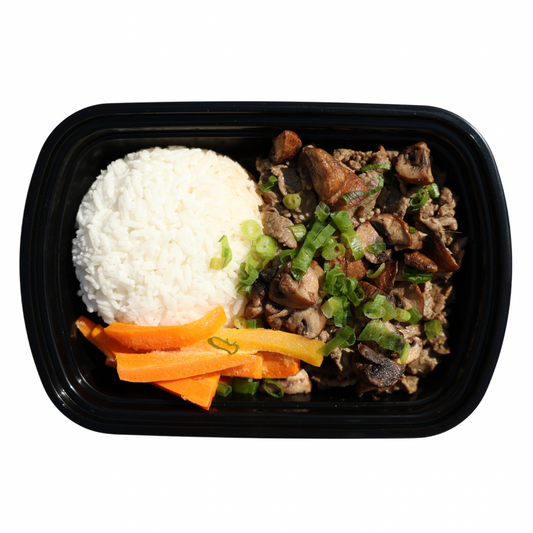 2. Korean Beef Bulgogi + Coconut Rice + Mushrooms & Carrots