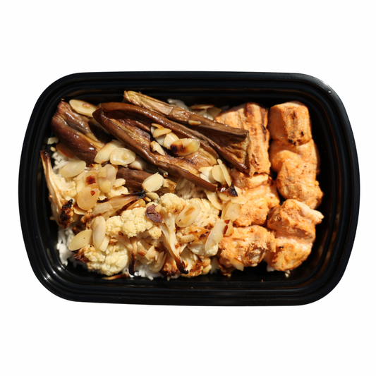1. BBQ Chicken + Rice Pilaff + Asparagus