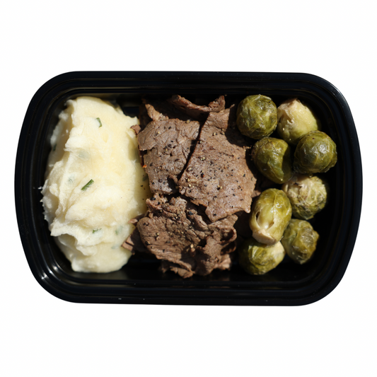 2. Thin Steak + Chive Mashed Potatoes + Brussel Sprouts