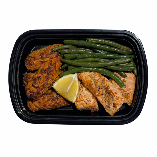 3. Salmon + Baked Lemon Potatoes + Green Beans